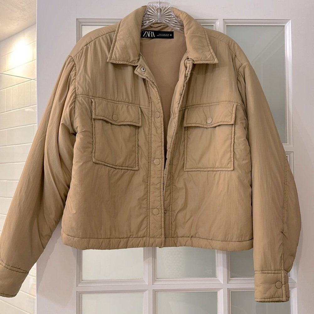 ZARA Lightweight cropped jacket Camel size Medium
